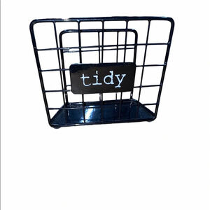 Tidy black metal office organizer basket